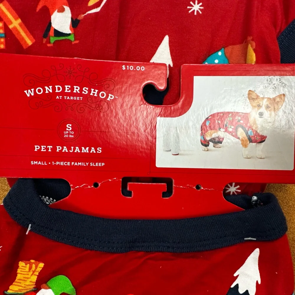 Wondershop Dogs Christmas PJs various sizes red with gnomes‎